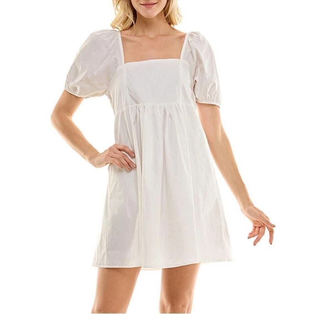 Draper James NWT Puff Sleeves Square Neck Mini Dress Size XL Magnolia White🌼